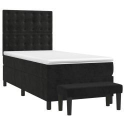 Sommier à lattes de lit avec matelas Noir 90x190 cm Velours 
