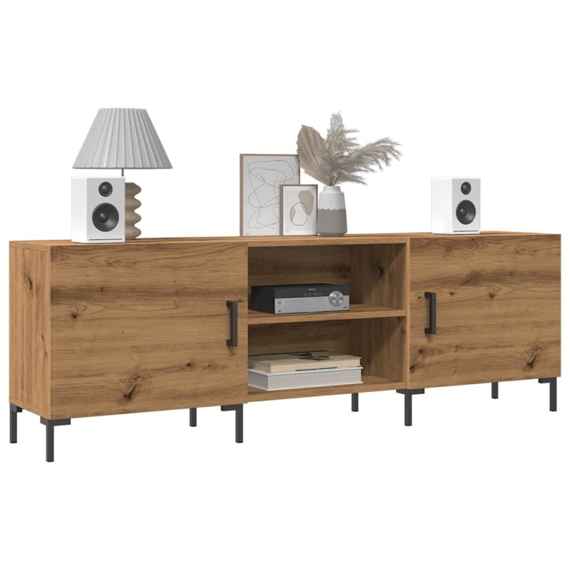 Meuble TV chêne artisanal 150x30x50 cm bois d'ingénierie 