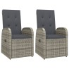 Chaise inclinable de jardin 2pc et coussins Résine tressée Gris 