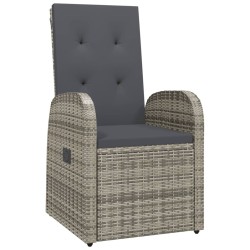 Chaise inclinable de jardin 2pc et coussins Résine tressée Gris 