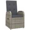 Chaise inclinable de jardin 2pc et coussins Résine tressée Gris 