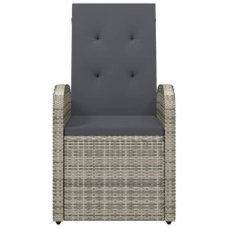 Chaise inclinable de jardin 2pc et coussins Résine tressée Gris 