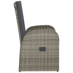 Chaise inclinable de jardin 2pc et coussins Résine tressée Gris 