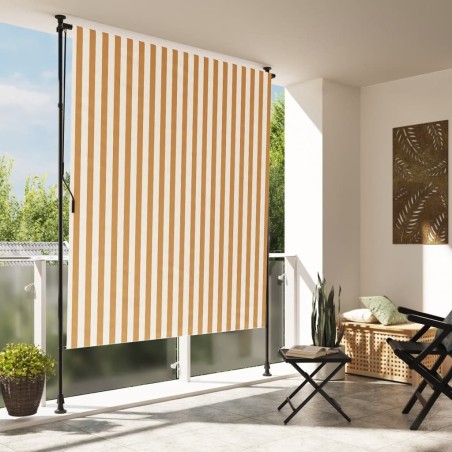 Store roulant d'extérieur orange et blanc 200x270cm tissu acier 