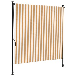 Store roulant d'extérieur orange et blanc 200x270cm tissu acier 