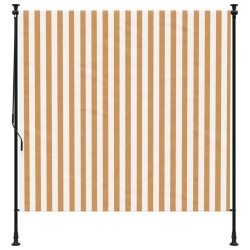 Store roulant d'extérieur orange et blanc 200x270cm tissu acier 