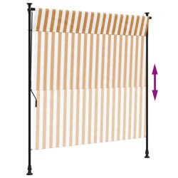 Store roulant d'extérieur orange et blanc 200x270cm tissu acier 
