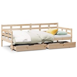 Lit de jour avec tiroirs sans matelas 90x190 cm bois massif 