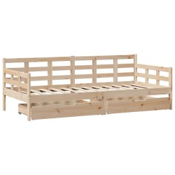 Lit de jour avec tiroirs sans matelas 90x190 cm bois massif 