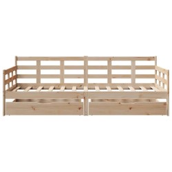 Lit de jour avec tiroirs sans matelas 90x190 cm bois massif 