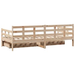 Lit de jour avec tiroirs sans matelas 90x190 cm bois massif 