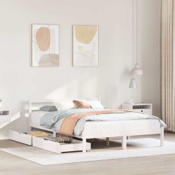 Cadre de lit sans matelas blanc 120x190 cm bois de pin massif 