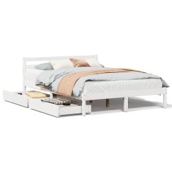 Cadre de lit sans matelas blanc 120x190 cm bois de pin massif 