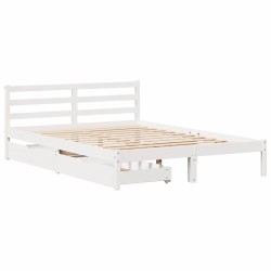 Cadre de lit sans matelas blanc 120x190 cm bois de pin massif 
