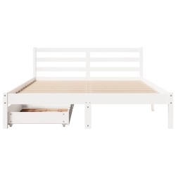 Cadre de lit sans matelas blanc 120x190 cm bois de pin massif 