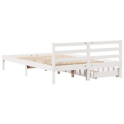 Cadre de lit sans matelas blanc 120x190 cm bois de pin massif 