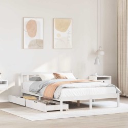 Cadre de lit sans matelas blanc 120x190 cm bois de pin massif 