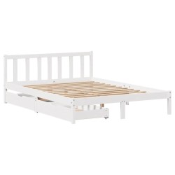 Cadre de lit sans matelas blanc 120x190 cm bois de pin massif 