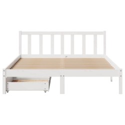 Cadre de lit sans matelas blanc 120x190 cm bois de pin massif 