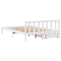 Cadre de lit sans matelas blanc 120x190 cm bois de pin massif 