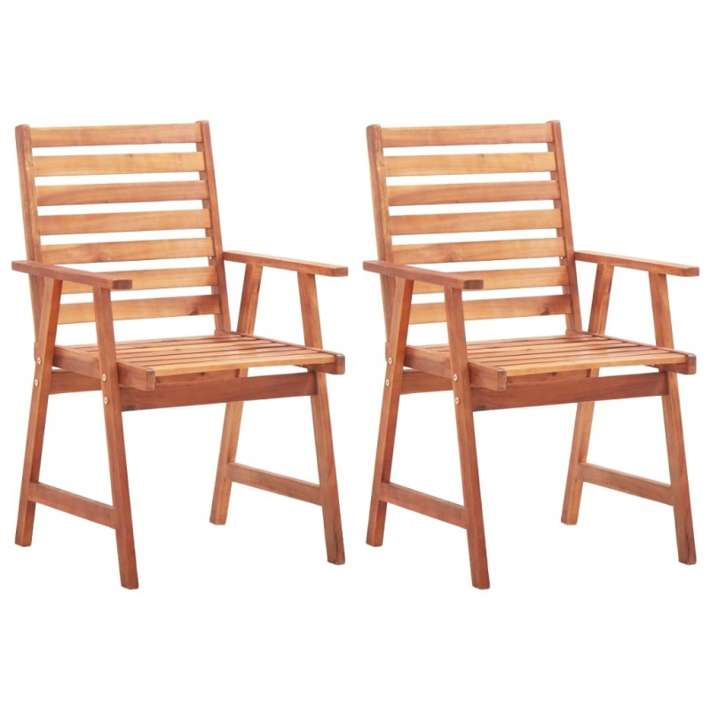 Chaises à manger d'extérieur lot de 2 Bois d'acacia massif Chaises à manger d'extérieur lot de 2 Bois d'acacia massif