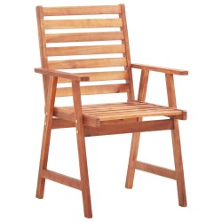 Chaises à manger d'extérieur lot de 3 et coussins Acacia massif 