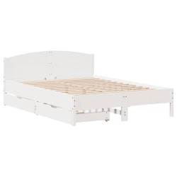 Cadre de lit sans matelas blanc 135x190 cm bois de pin massif 