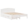 Cadre de lit sans matelas blanc 135x190 cm bois de pin massif 
