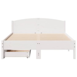 Cadre de lit sans matelas blanc 135x190 cm bois de pin massif 