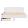 Cadre de lit sans matelas blanc 135x190 cm bois de pin massif 