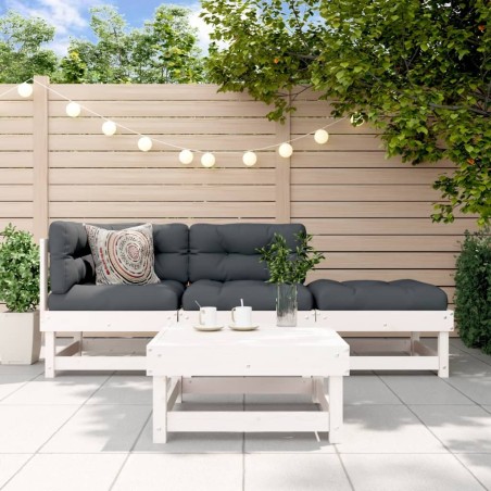Salon de jardin 4 pcs blanc bois de pin massif 