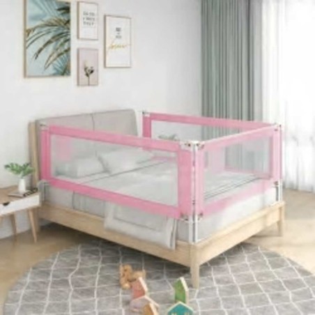 Barrière de sécurité de lit d'enfant Rose 140x25 cm Tissu 