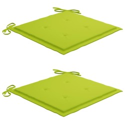 Chaises de jardin avec coussins vert vif lot de 2 Bois de teck 