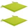 Chaises de jardin avec coussins vert vif lot de 2 Bois de teck 