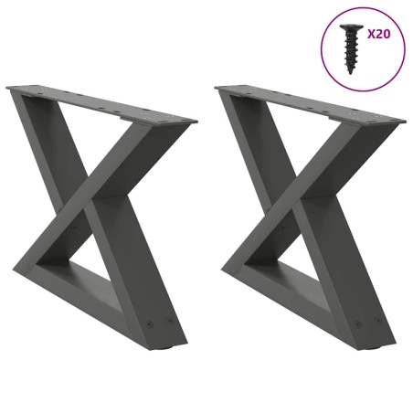Pieds de table basse 2 pcs anthracite 60x(30-31,3) cm acier 