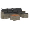 Salon de jardin 6 pcs avec coussins gris résine tressée 