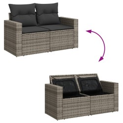 Salon de jardin 6 pcs avec coussins gris résine tressée 