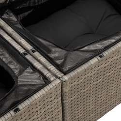 Salon de jardin 6 pcs avec coussins gris résine tressée 