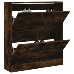 Armoire à chaussures chêne fumé 80x21x87,5 cm bois ingénierie 
