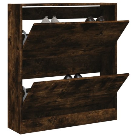 Armoire à chaussures chêne fumé 80x21x87,5 cm bois ingénierie 