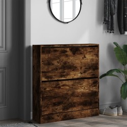 Armoire à chaussures chêne fumé 80x21x87,5 cm bois ingénierie 