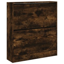 Armoire à chaussures chêne fumé 80x21x87,5 cm bois ingénierie 