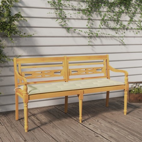 Banc Batavia avec coussin crème 150 cm Bois de teck massif 