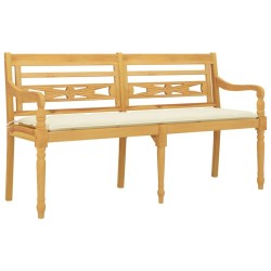 Banc Batavia avec coussin crème 150 cm Bois de teck massif 