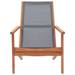 Chaise de jardin Gris Bois d'eucalyptus solide et textilène  