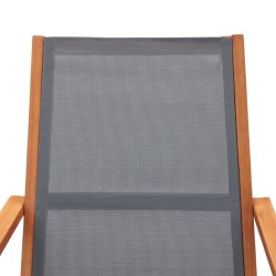 Chaise de jardin Gris Bois d'eucalyptus solide et textilène  