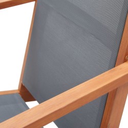 Chaise de jardin Gris Bois d'eucalyptus solide et textilène  