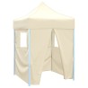 Tente de réception pliable avec 4 parois 2x2 m Acier Crème 
