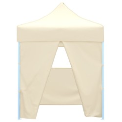 Tente de réception pliable avec 4 parois 2x2 m Acier Crème 