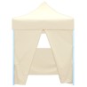 Tente de réception pliable avec 4 parois 2x2 m Acier Crème 